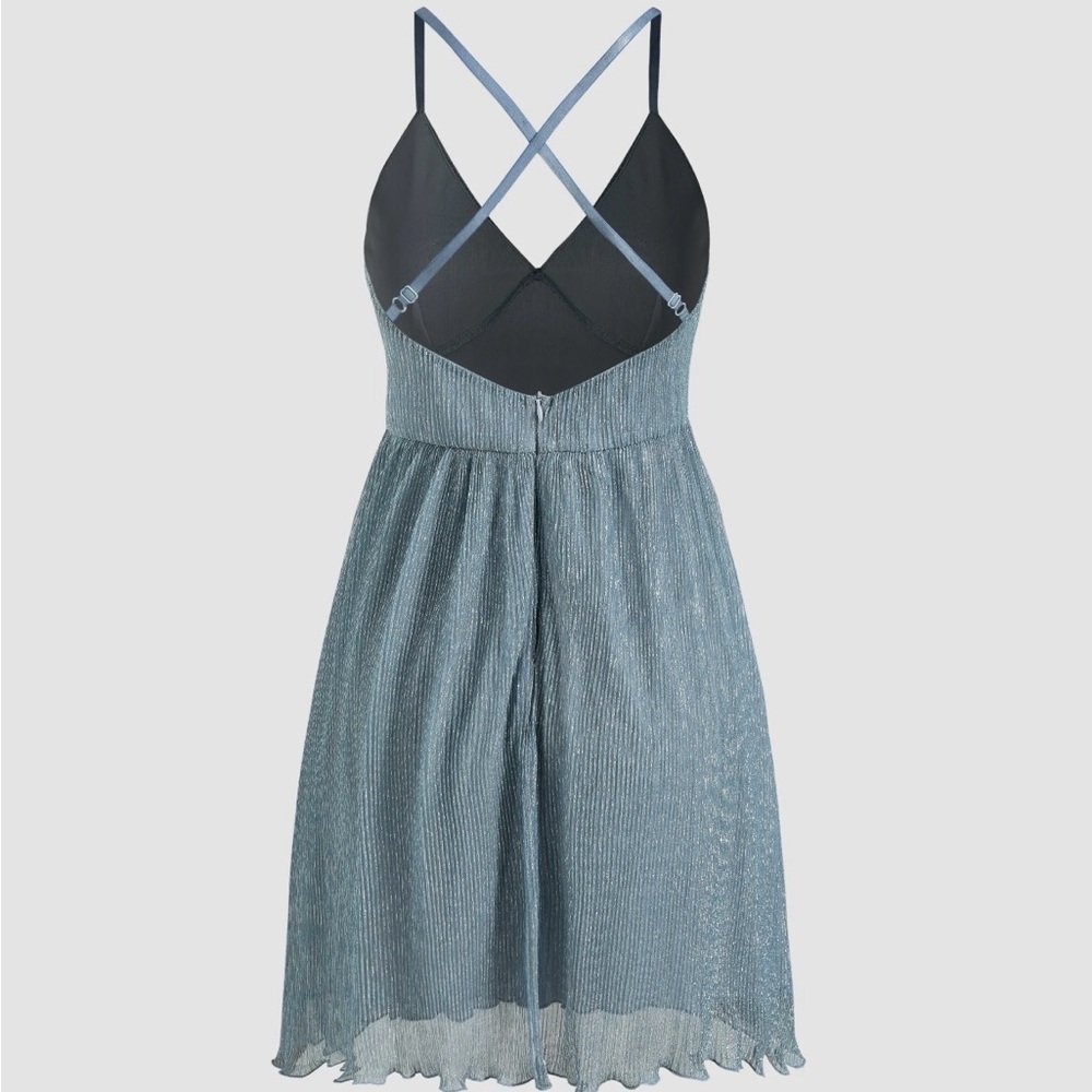 Cider Light Blue Sparkly Mini Dress-XL - Picture 3 of 7